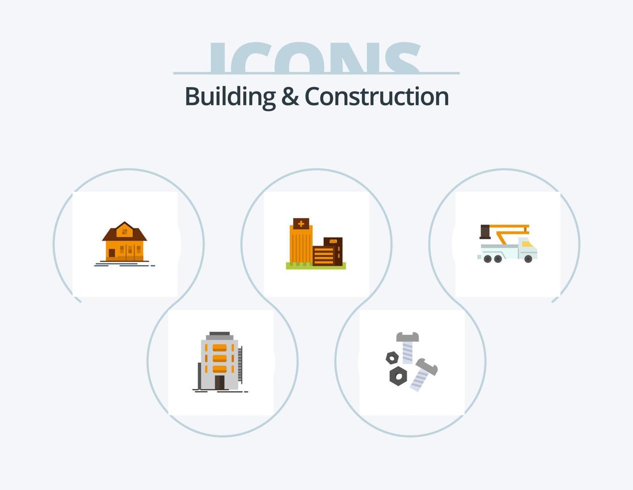 byggnad och konstruktion platt ikon packa 5 ikon design. kontor. verklig. verktyg. egendom. verklig egendom vektor