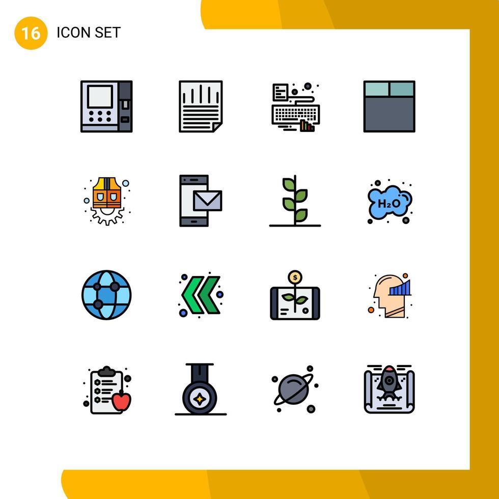 modern uppsättning av 16 platt Färg fylld rader och symboler sådan som Kontakt arbetskraft tangentbord arbetskraft trådmodell redigerbar kreativ vektor design element