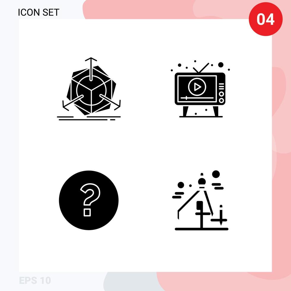 packa av 4 kreativ fast glyfer av förändra cirkel objekt media fråga redigerbar vektor design element