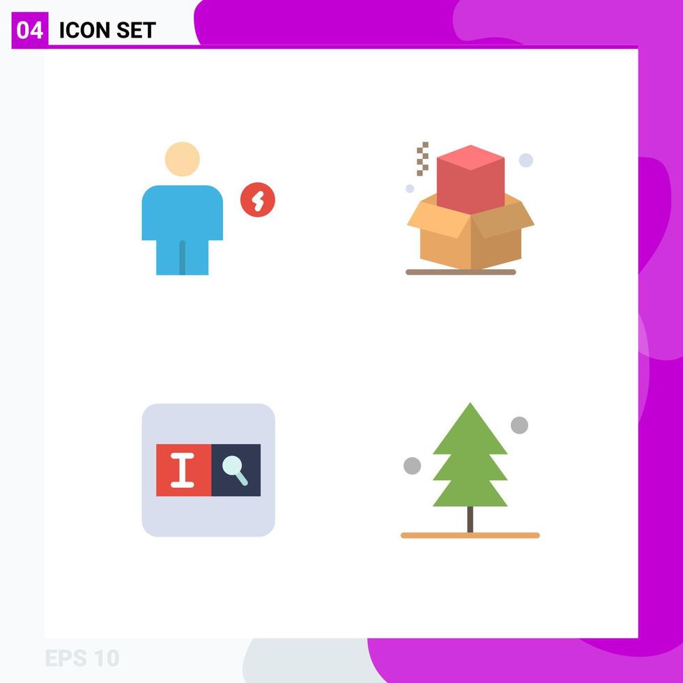 moderner satz von 4 flachen symbolen und symbolen wie avatar suche energiegeschäft wald editierbare vektorgestaltungselemente vektor