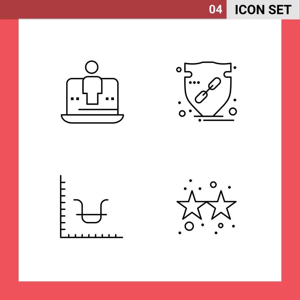 packa av 4 modern fylld linje platt färger tecken och symboler för webb skriva ut media sådan som dator skydda teknologi kontrollera finansiera redigerbar vektor design element