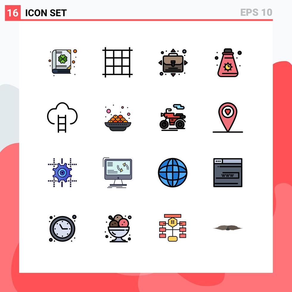 uppsättning av 16 modern ui ikoner symboler tecken för kaka plats grädde spel karriär redigerbar kreativ vektor design element