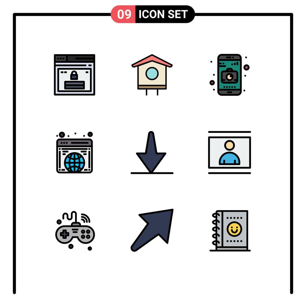 universell ikon symboler grupp av 9 modern fylld linje platt färger av botten hemsida vår internet global redigerbar vektor design element