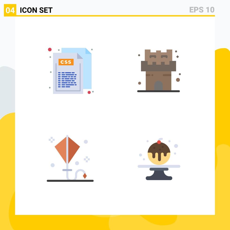 satz von 4 modernen ui-symbolen symbole zeichen für code kite style sandspielzeug editierbare vektordesignelemente vektor