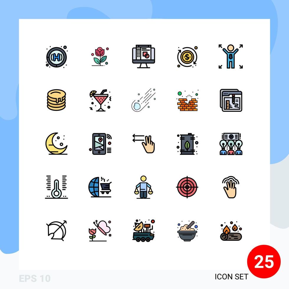 modern uppsättning av 25 fylld linje platt färger pictograph av bröllop kaka kaka layout möjlighet företag redigerbar vektor design element