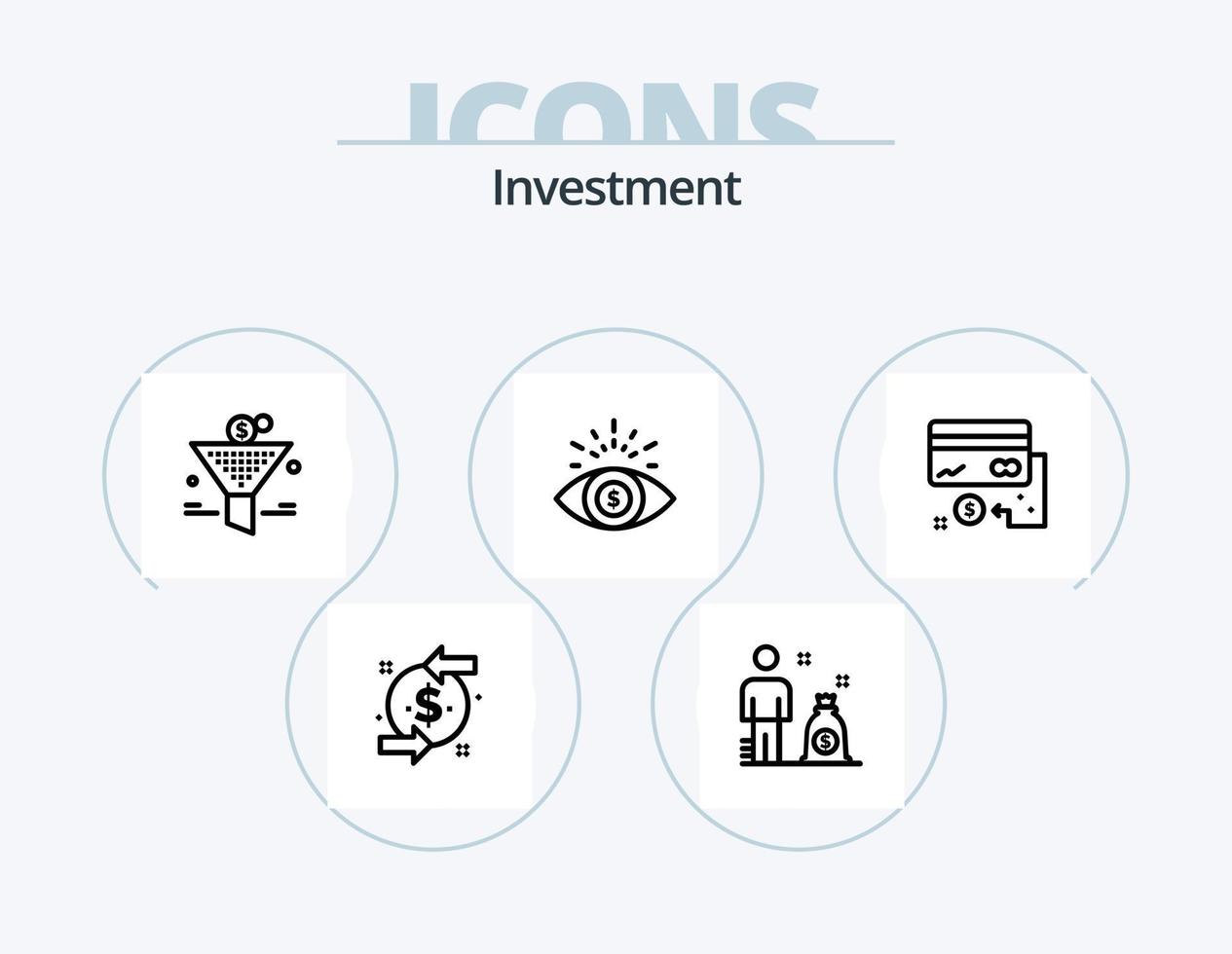 Investment Line Icon Pack 5 Icon Design. Entscheidung. Gleichgewicht. Karte. Start-up. Finanzen vektor