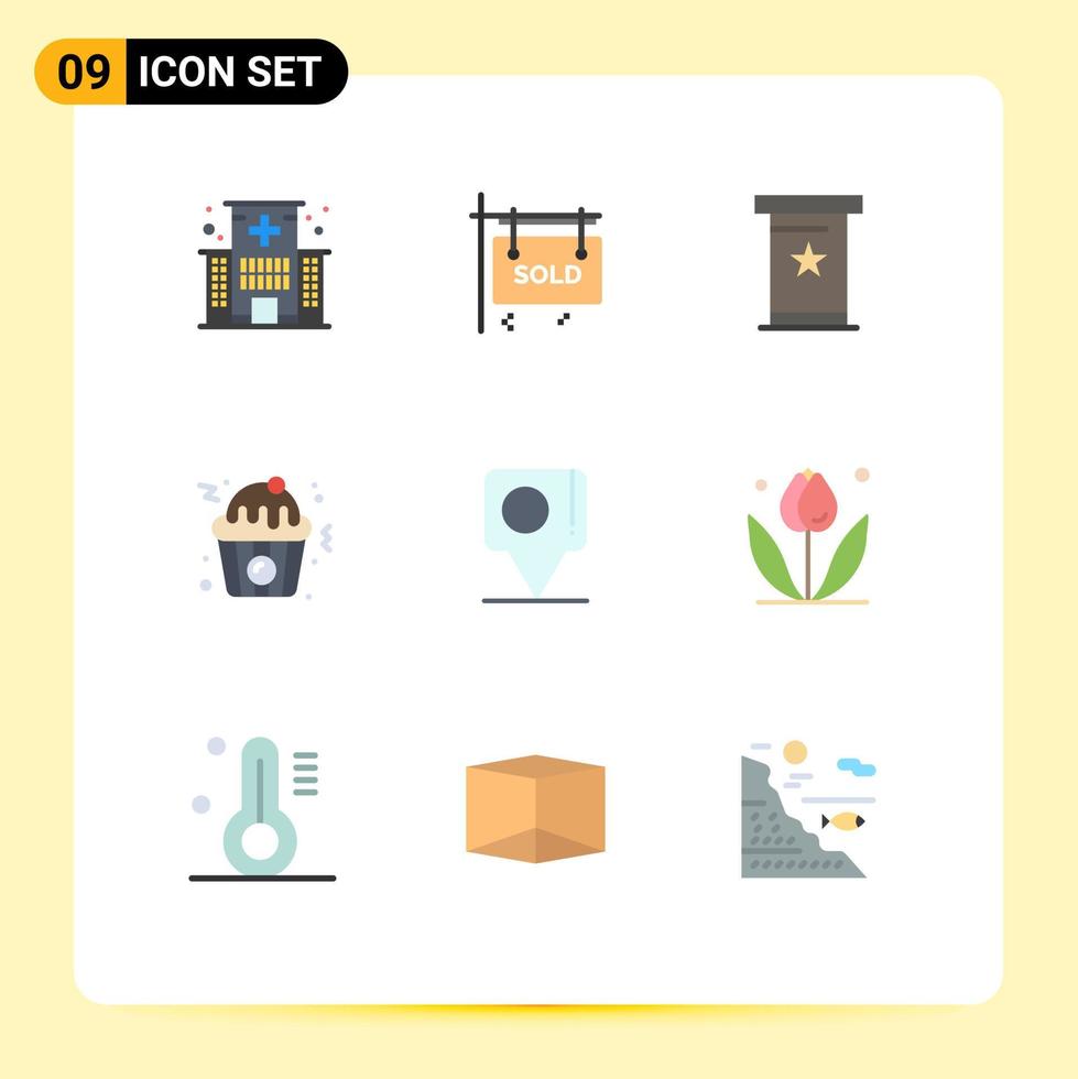 grupp av 9 platt färger tecken och symboler för chatt snabb verklig egendom mat presentation redigerbar vektor design element