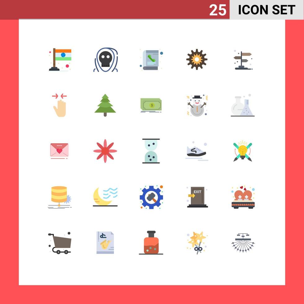 grupp av 25 platt färger tecken och symboler för hjul produktion bok redskap inställningar redigerbar vektor design element