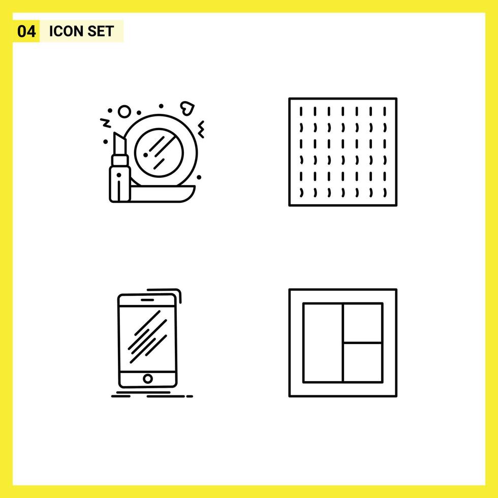 piktogram uppsättning av 4 enkel fylld linje platt färger av glas telefon göra upp väder telefon redigerbar vektor design element