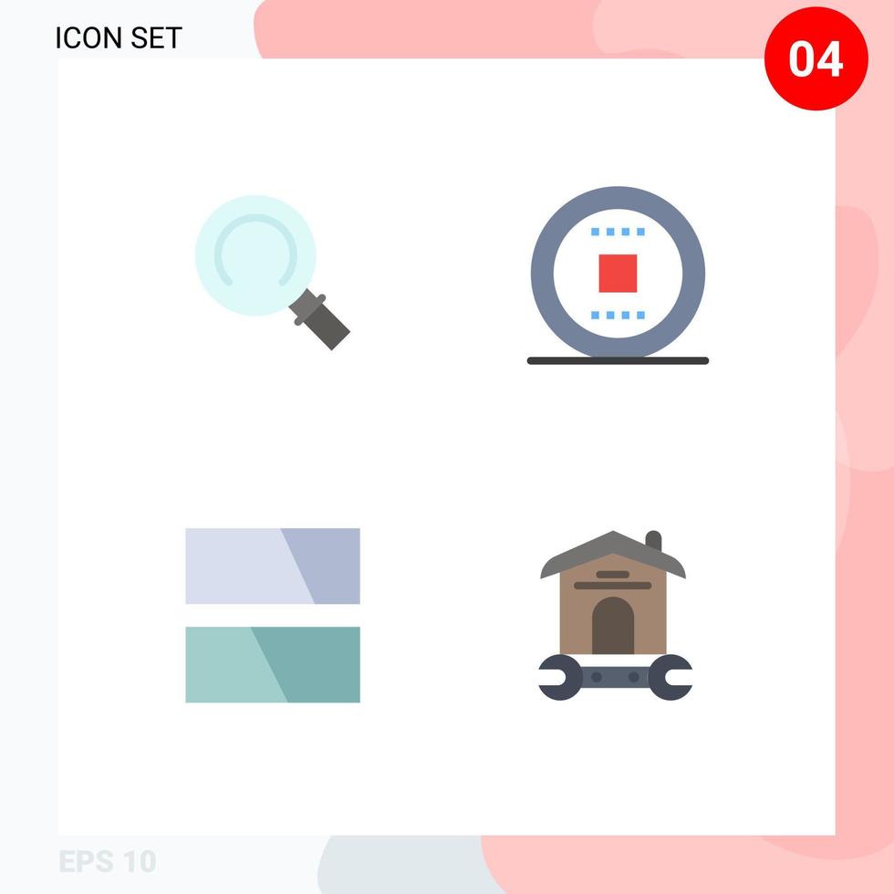 flaches Icon-Paket mit 4 universellen Symbolen der allgemeinen Bildsteuerung Track House editierbare Vektordesign-Elemente vektor