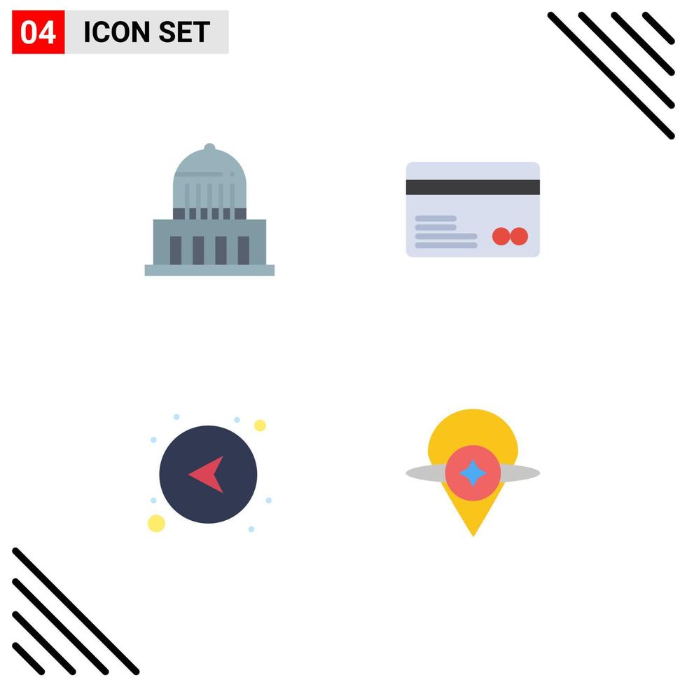 4 flaches Icon-Pack der Benutzeroberfläche mit modernen Zeichen und Symbolen der Gebäuderichtung usa E-Commerce links editierbare Vektordesign-Elemente vektor