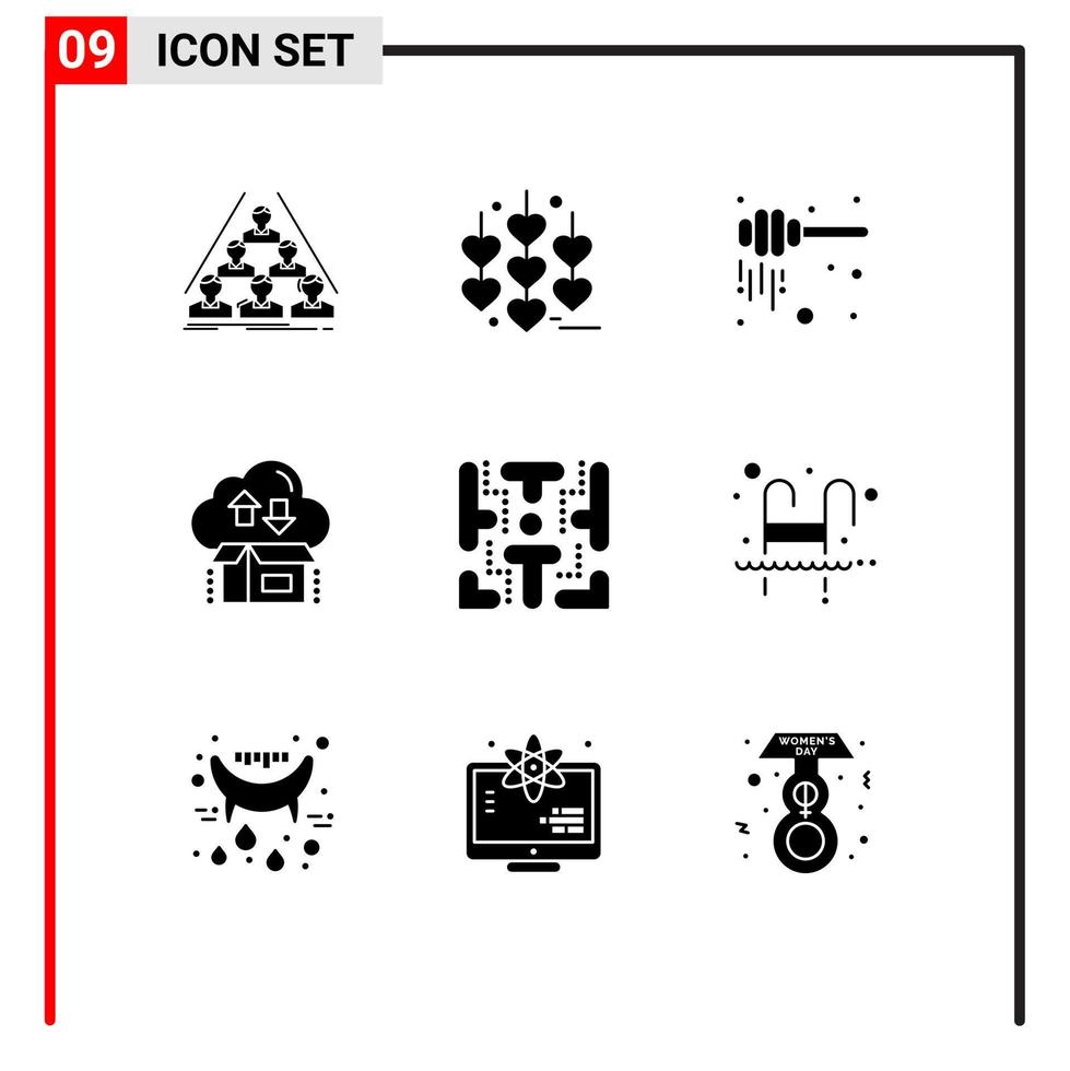9 kreative Symbole moderne Zeichen und Symbole von Labyrinth Paket Dipper Geschenkbox editierbare Vektordesign-Elemente vektor