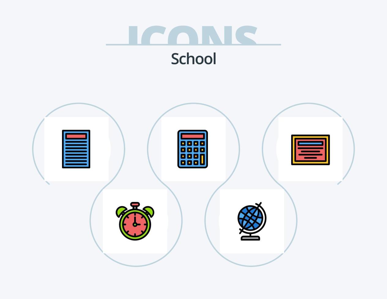 Schullinie gefüllt Icon Pack 5 Icon Design. . Anspitzer. Schule vektor