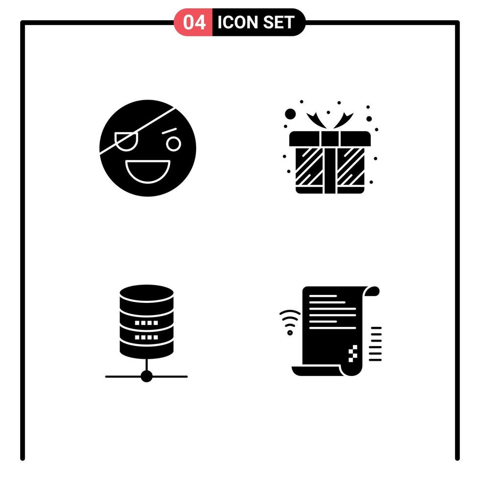 mobil gränssnitt fast glyf uppsättning av 4 piktogram av halloween doller pirat närvarande pengar redigerbar vektor design element
