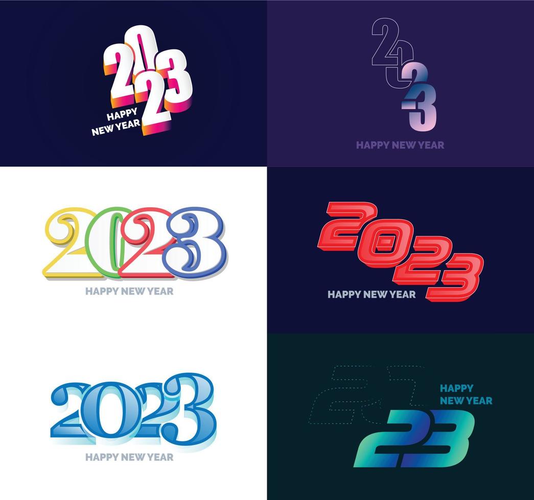 große reihe von 2023 frohes neues jahr logo text design 2023 zahlenentwurfsvorlage vektor