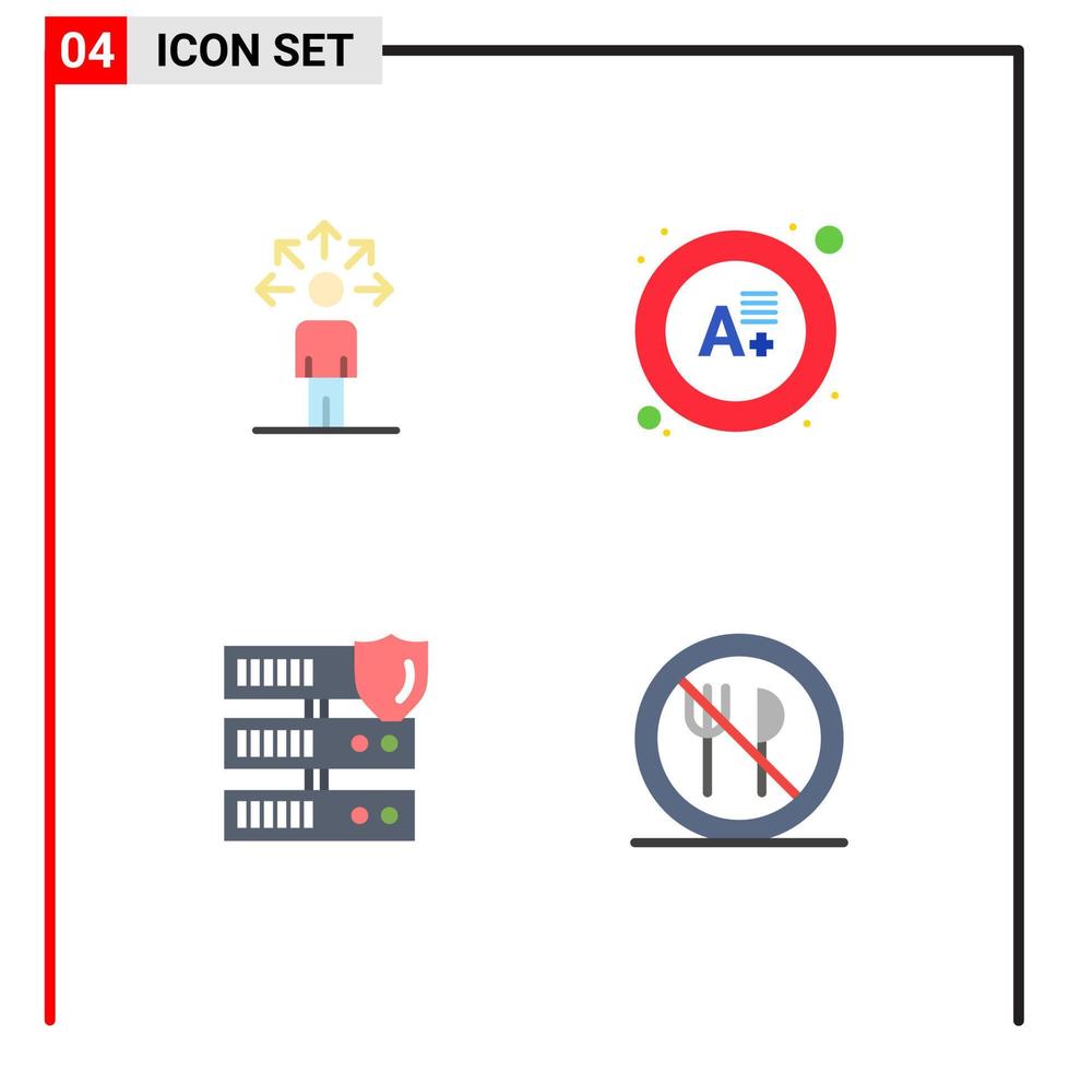 satz von 4 modernen ui-symbolen symbole zeichen für kommunikation sicheres menschliches ergebnis essen bearbeitbare vektordesignelemente vektor