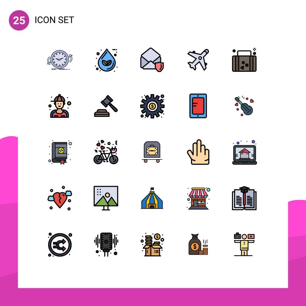 grupp av 25 fylld linje platt färger tecken och symboler för handla marknadsföra ekologi e-handel öppen redigerbar vektor design element