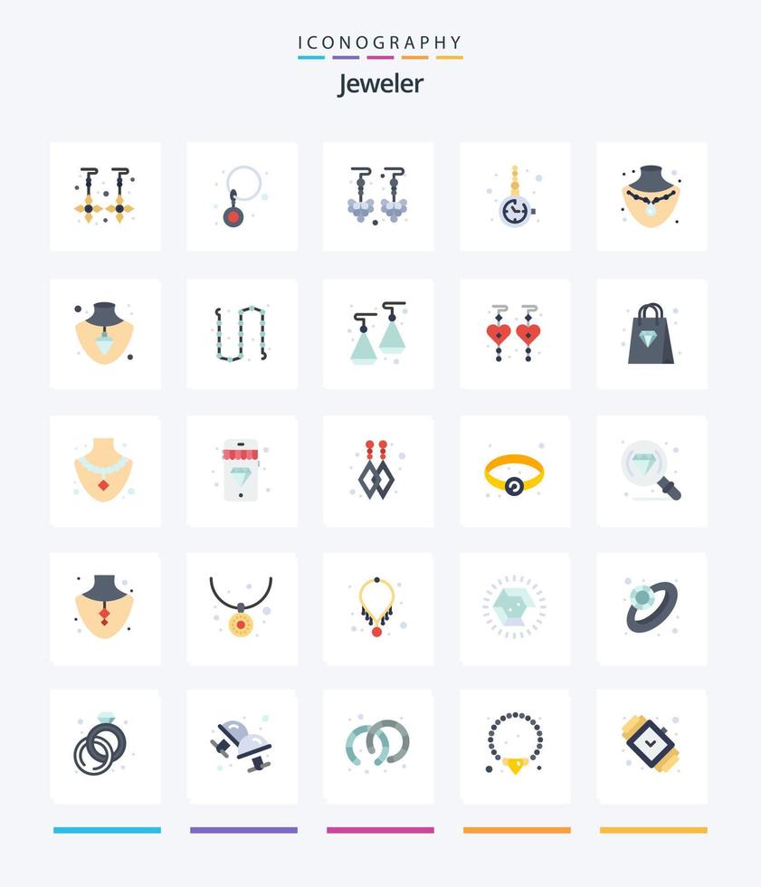 kreativer Schmuck 25 flaches Icon Pack wie Schmuck. Kette. Zubehörteil. Gold. Kette vektor