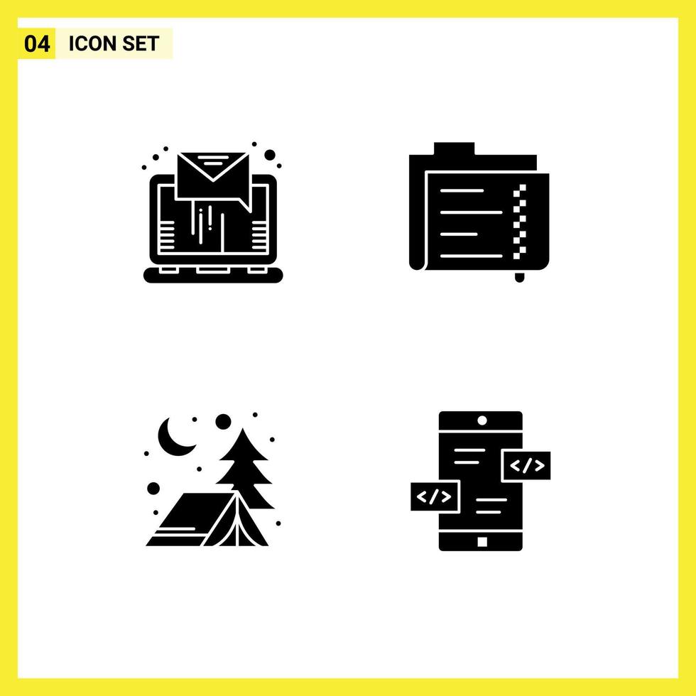 4 kreative Symbole moderne Zeichen und Symbole des E-Mail-Abenteuers, die bearbeitbare Vektordesign-Elemente der Dokumentennacht senden vektor