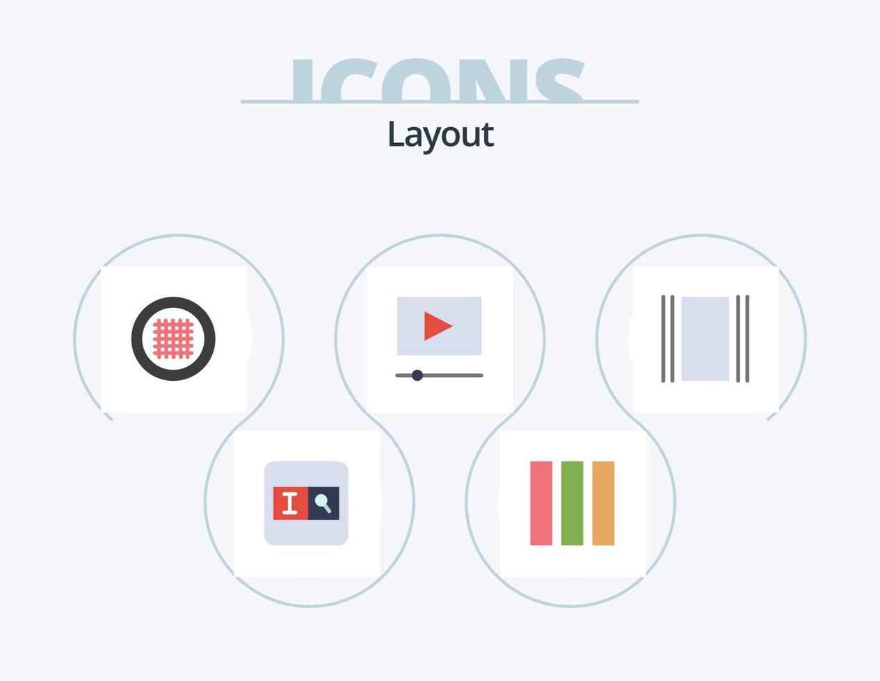 Layout-Flachbild-Icon-Pack 5-Icon-Design. . horizontal. Linie. Fluss. Spieler vektor