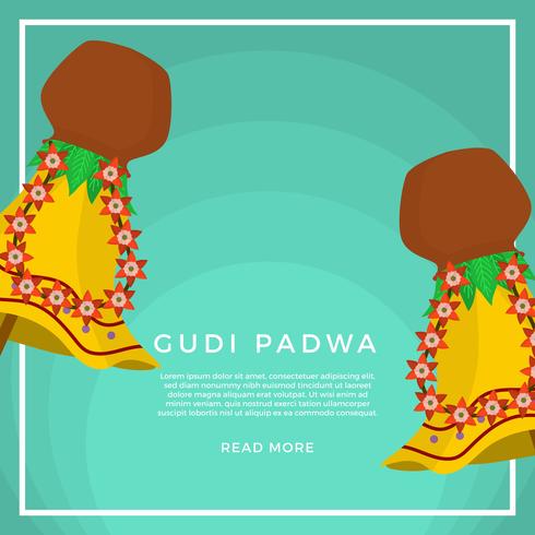 Flache Gudi Padwa-Vektor-Illustration vektor