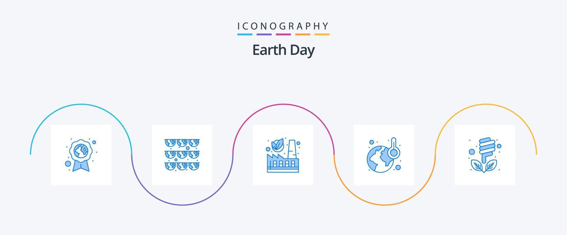 jord dag blå 5 ikon packa Inklusive eko. temperatur. ekologi. uppvärmning. ekologi vektor