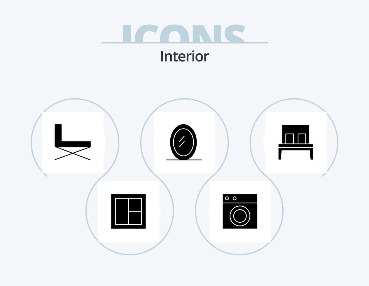 interiör glyf ikon packa 5 ikon design. säng. interiör. maskin. sitta. interiör vektor