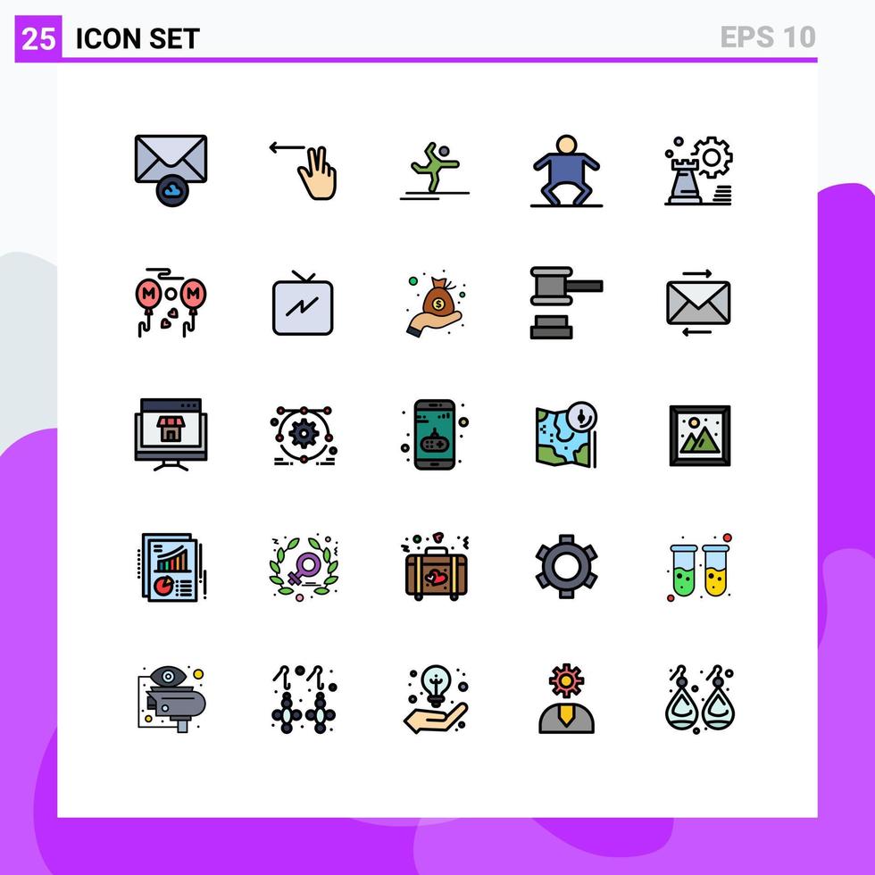 satz von 25 modernen ui-symbolen symbolzeichen für konfigurationsschach, das geschäftskind editierbare vektordesignelemente durchführt vektor