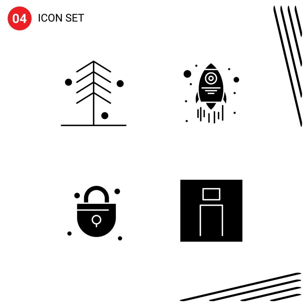 stock vektor ikon packa av 4 linje tecken och symboler för skog handla träd rymdskepp man redigerbar vektor design element