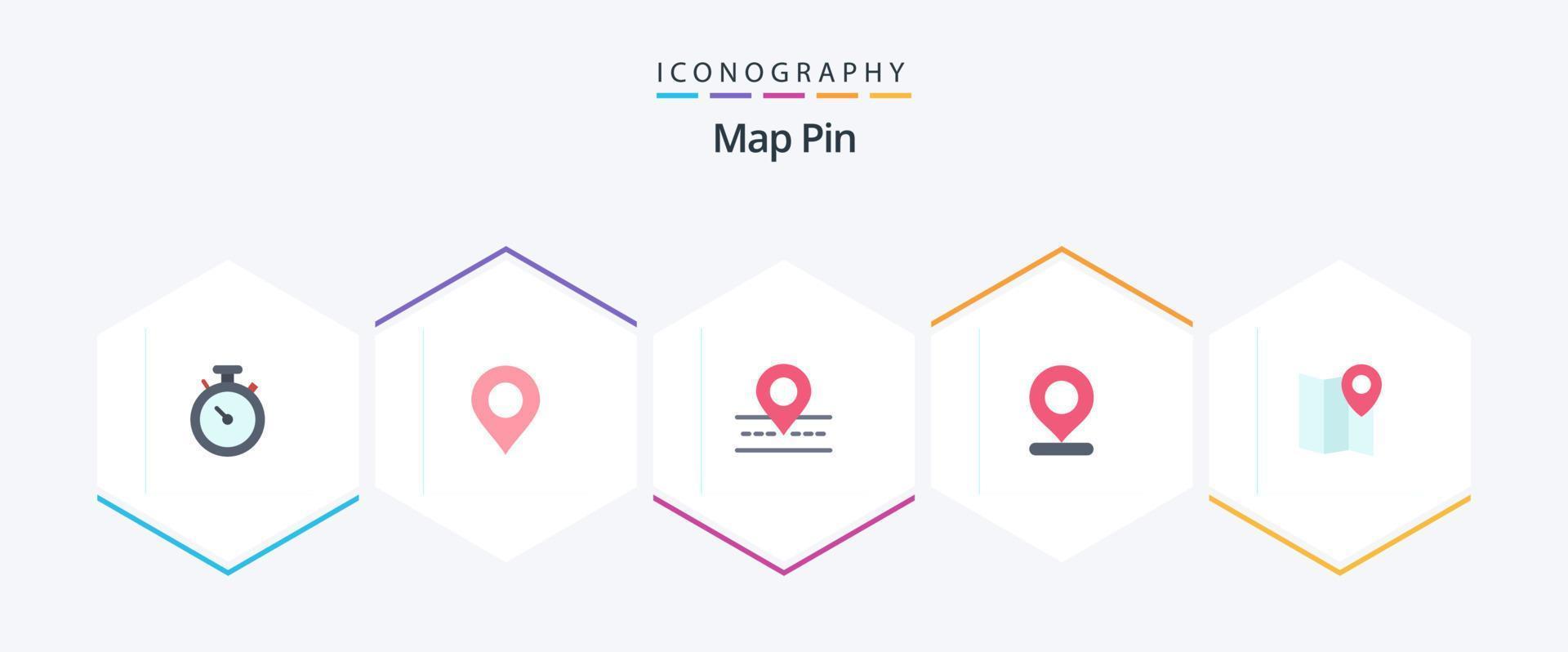 Map Pin 25 Flat Icon Pack inklusive . . Standort. Stift. Karte vektor