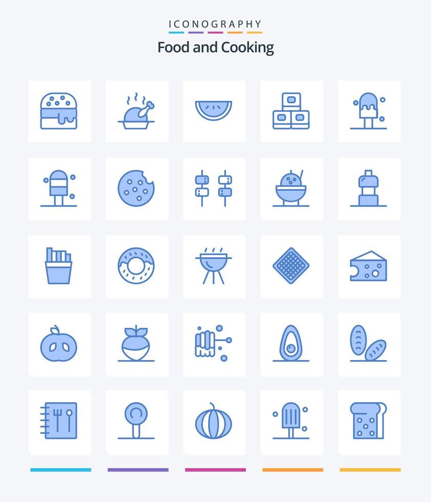 kreativ mat 25 blå ikon packa sådan som ljuv. mat. mat. mat. is vektor