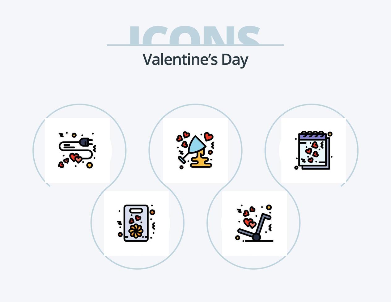 Valentinstag Linie gefüllt Icon Pack 5 Icon Design. Liebe. zelebrieren. Baum. Jubiläum. Liebe vektor