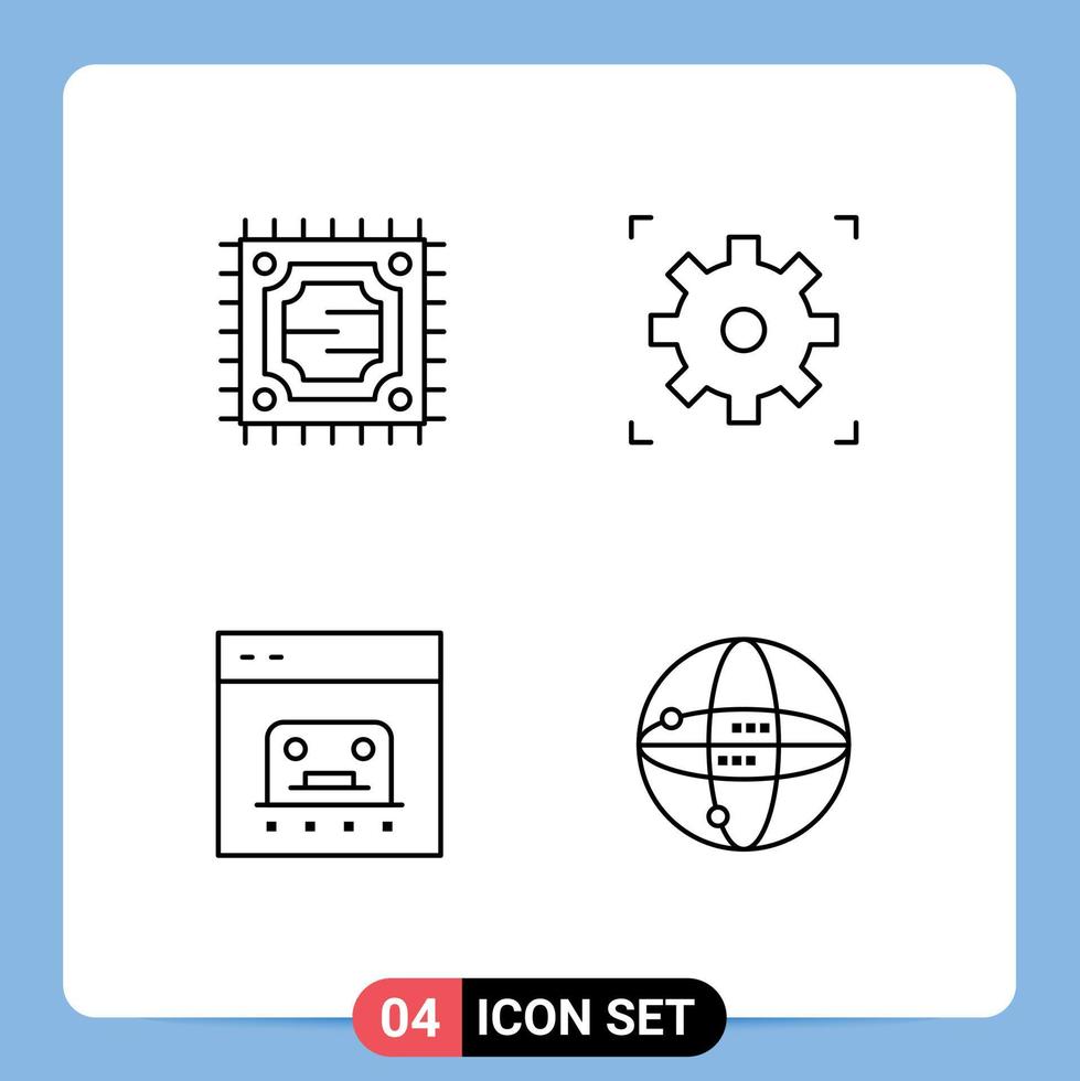 4 kreativ ikoner modern tecken och symboler av cpu uppkopplad bio bank värld redigerbar vektor design element