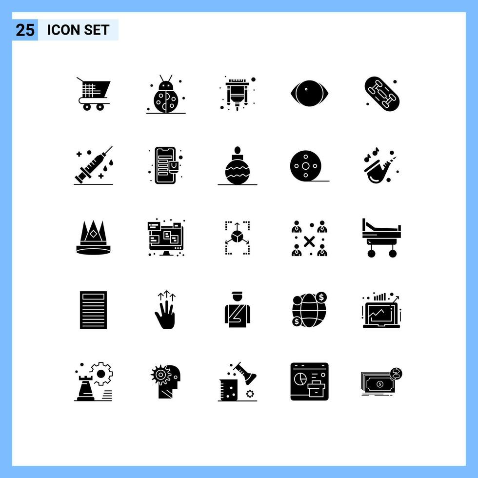 uppsättning av 25 modern ui ikoner symboler tecken för styrelse syn kabel- mänsklig öga redigerbar vektor design element