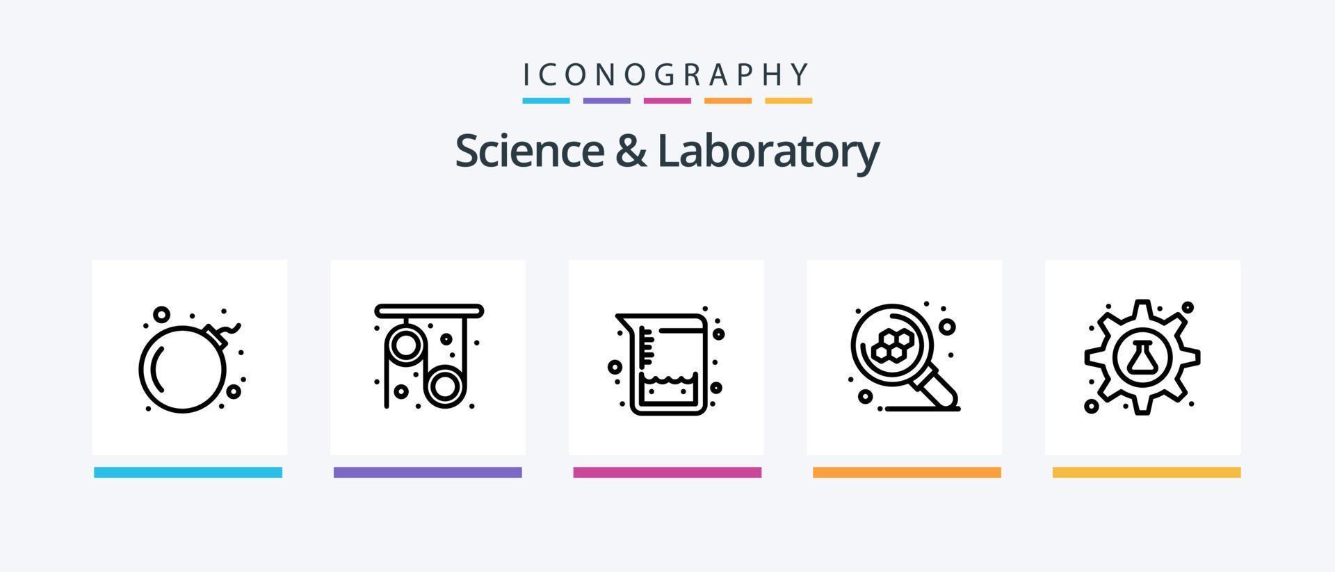 vetenskap linje 5 ikon packa Inklusive vetenskap. experimentera. atomer. Sök. molekyl. kreativ ikoner design vektor