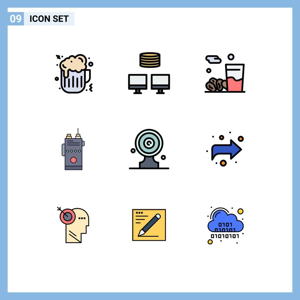 9 universelle Filledline-Flachfarben für Web- und mobile Anwendungen Medienziel Zieltafel Iftar Camping Kommunikation editierbare Vektordesign-Elemente vektor
