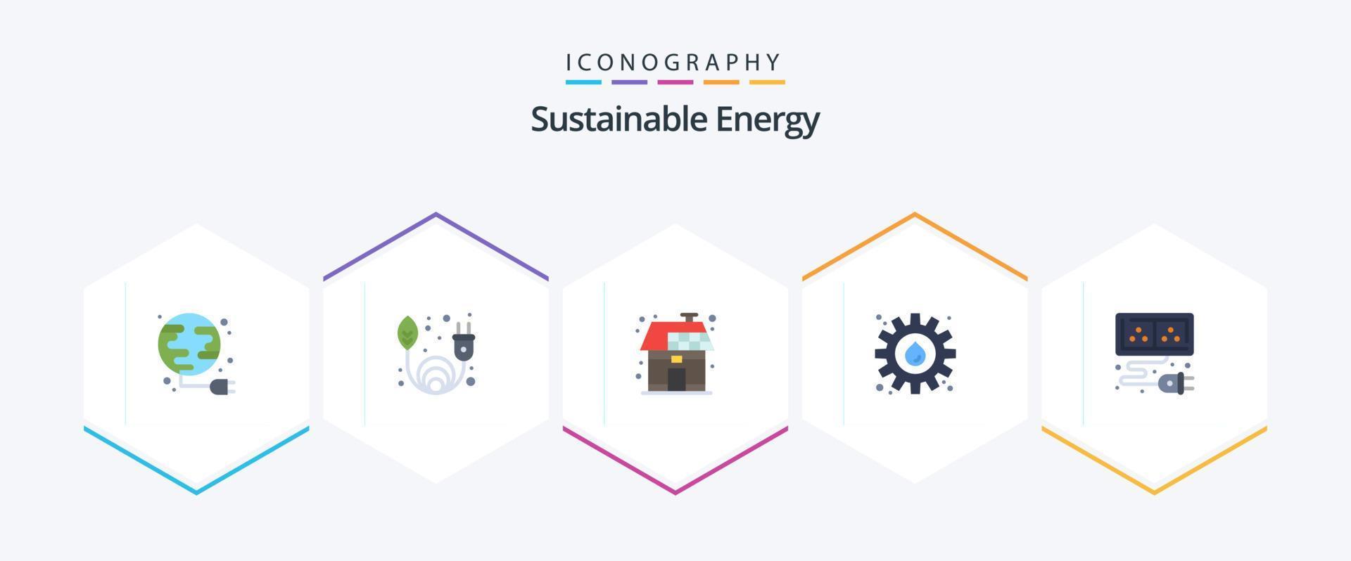 nachhaltige Energie 25 Flat Icon Pack inklusive Kabel. Öl. Energie. Industrie. Energie vektor