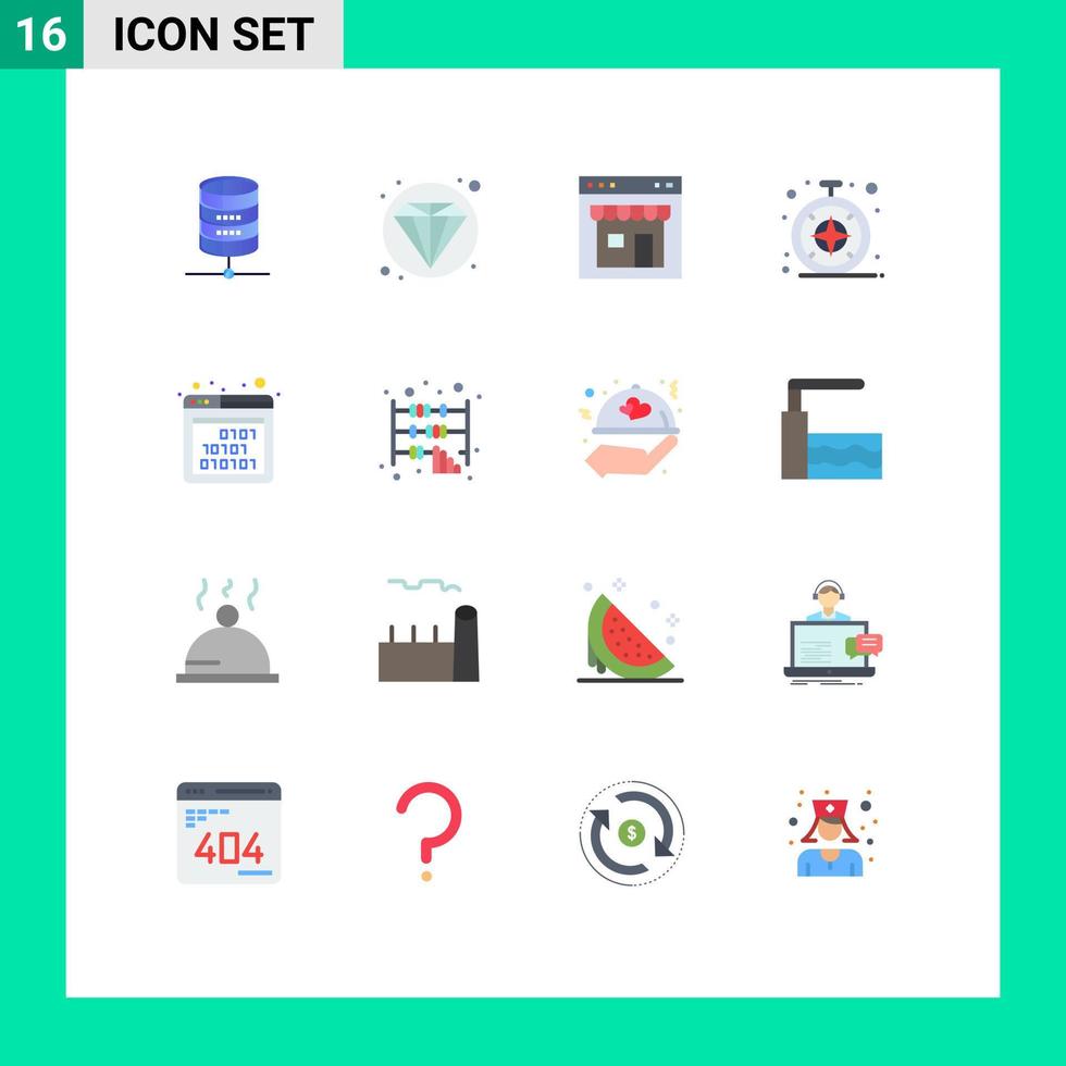 Stock Vector Icon Pack mit 16 Zeilenzeichen und Symbolen für die Schnittstelle Binärschnittstelle Safari-Browser editierbares Paket kreativer Vektordesign-Elemente