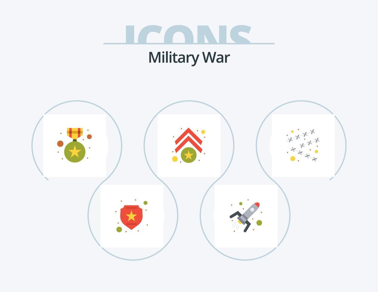 militär krig platt ikon packa 5 ikon design. fara. stjärna. stjärna. sparre. ärm vektor