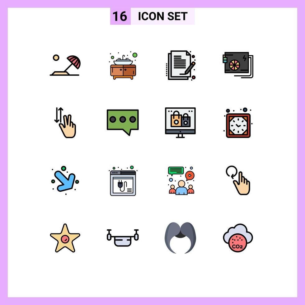 uppsättning av 16 modern ui ikoner symboler tecken för gester tillförsel papper kraft dator redigerbar kreativ vektor design element