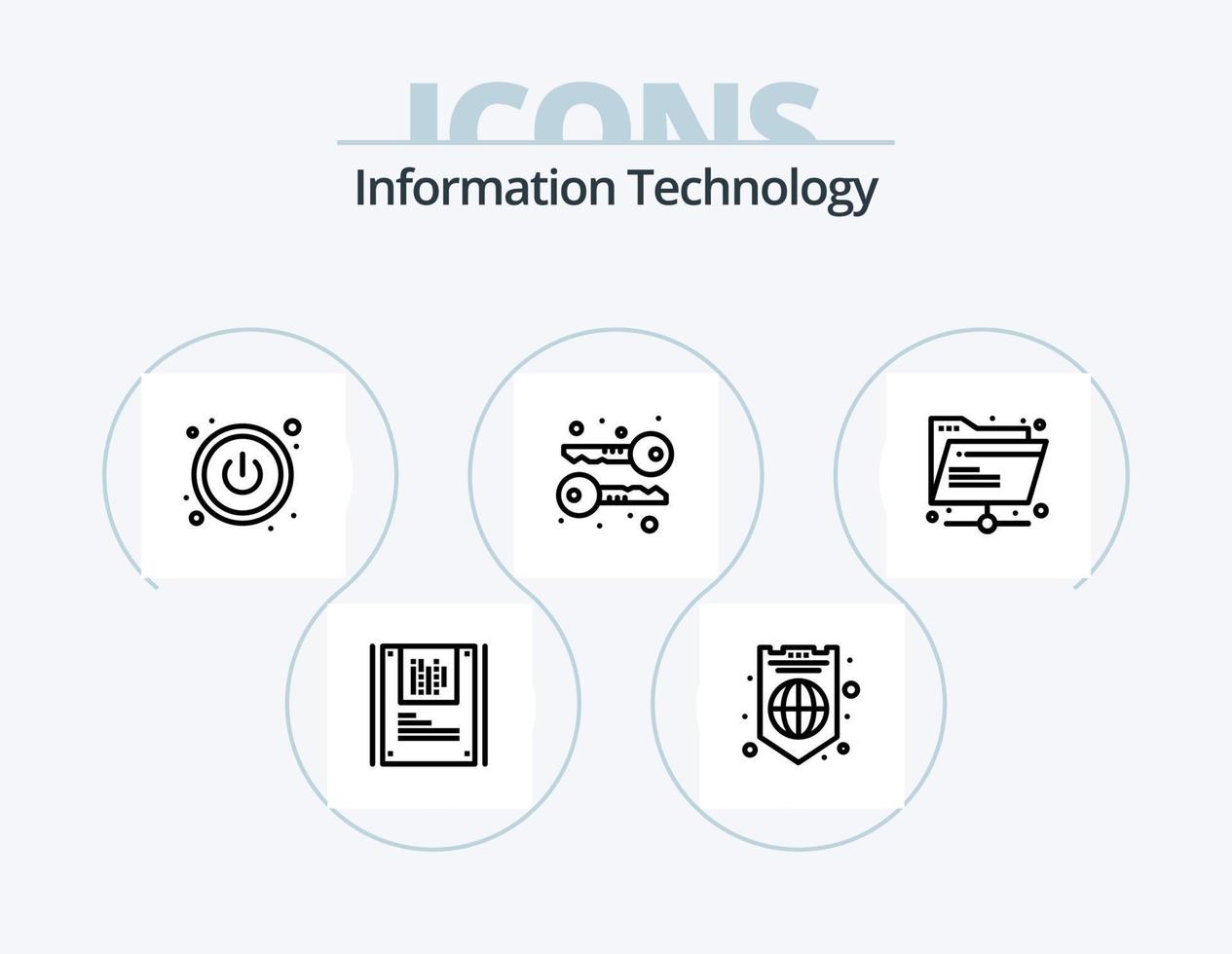 Informationstechnologie-Line-Icon-Pack 5 Icon-Design. . Netzwerk. Netzwerk. Internet. Server vektor