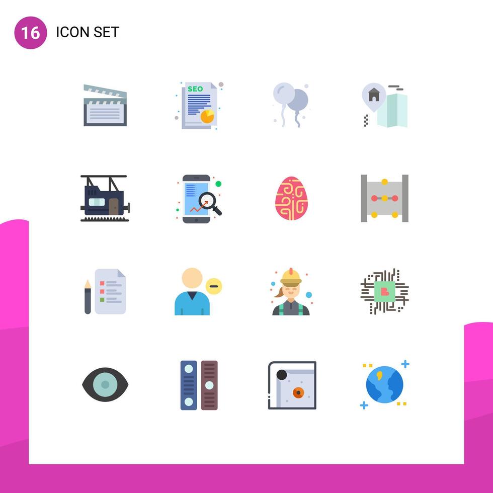 16 flache Farbpakete für die Benutzeroberfläche mit modernen Zeichen und Symbolen für Schnellzug-Ballongeschosse, bearbeitbares Paket mit kreativen Vektordesignelementen vektor