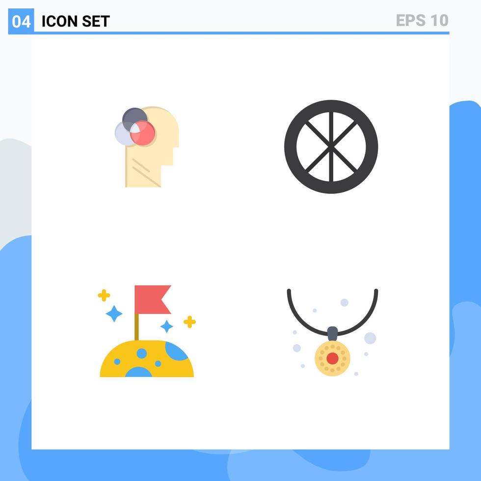 grupp av 4 platt ikoner tecken och symboler för mänsklig intelligens måne huvud hushåll Plats redigerbar vektor design element