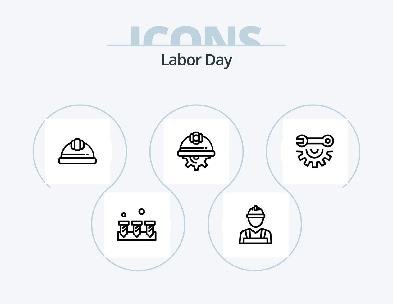 Labor Day Line Icon Pack 5 Icon Design. Arbeiter. Baumeister. Konstruktion. Arbeiter. Handwerkzeuge vektor