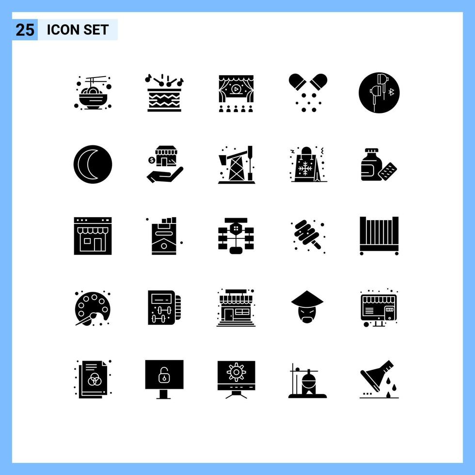 uppsättning av 25 modern ui ikoner symboler tecken för telefon hörlurar bio piller medicinsk redigerbar vektor design element