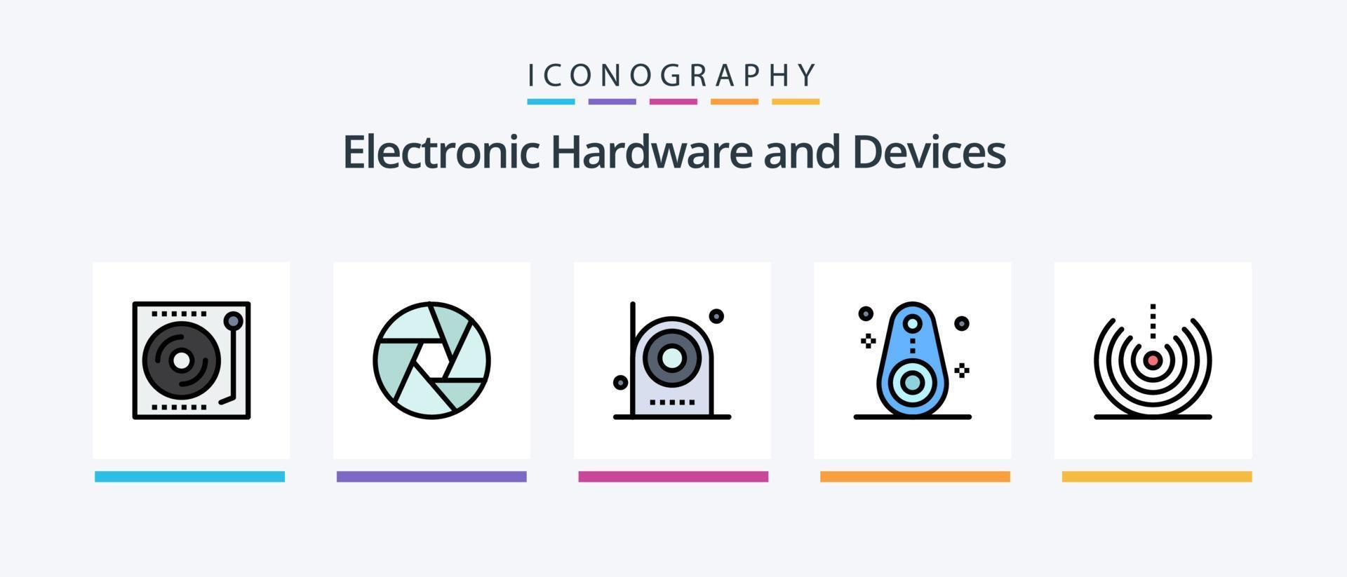 Gerätezeile gefüllt 5 Icon Pack inklusive Ausrüstung. elektrisch. Drehscheibe. Geräte. Signal. kreatives Symboldesign vektor