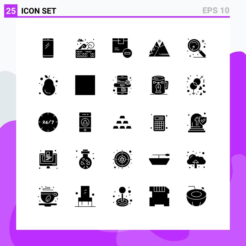 uppsättning av 25 modern ui ikoner symboler tecken för Sol natur hållare bergen varor redigerbar vektor design element