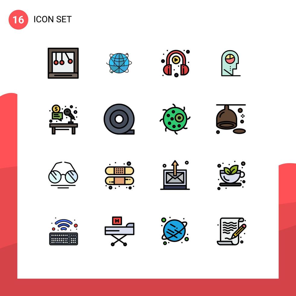 16 universell platt Färg fylld linje tecken symboler av hatt profil Resurser mänsklig inlärning redigerbar kreativ vektor design element