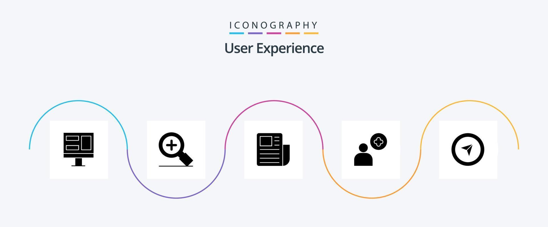 användare erfarenhet glyf 5 ikon packa Inklusive . plus . Lägg till . text ark vektor