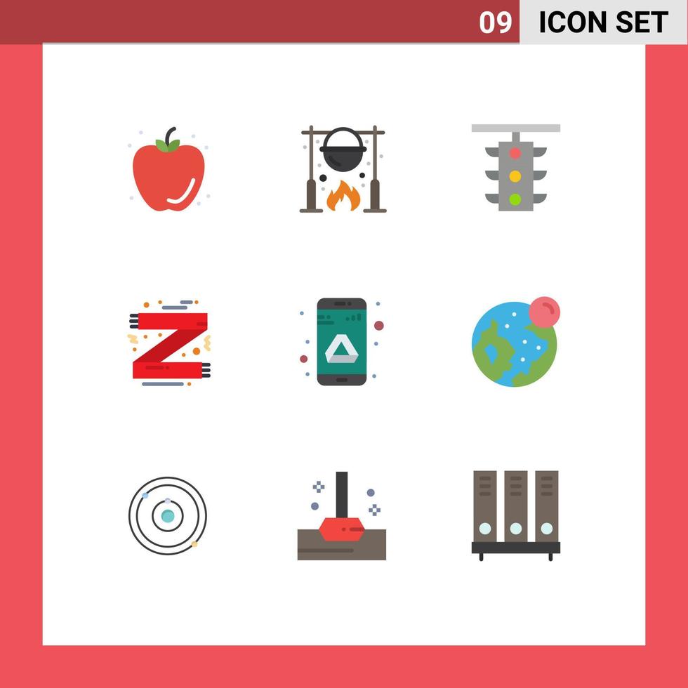 9 användare gränssnitt platt Färg packa av modern tecken och symboler av mode jul matlagning Tillbehör trafik redigerbar vektor design element